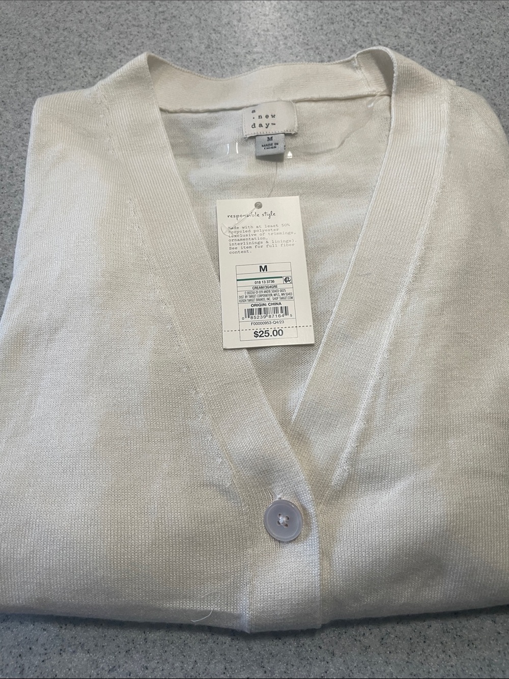 a new day Cream V-Neck Button-Front Cardigan - Picture 3 of 3